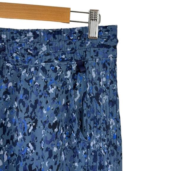 Athleta Avenue Printed Wide Leg Crop Navy Blue Pant Size 10 Style 980443 - Picture 10 of 16